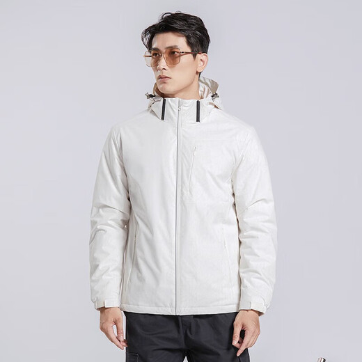 Western Camel VANCAMEL Trench Coat Jacket Women's Plus Fleece Thickened Short Jacket Windproof Warm Jacket Hooded Soft Shell Working Single-layer Shock Clothes 9930A-2 Ginkgo White-Men [Camo] 3XL