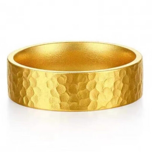 OKZ gold ancient hammer pattern ring for men and women, pure gold and pure silver 9999 plain ring ring gold wrapped with silver as a gift for your lover, gold and silver labor cost (9 US yards)