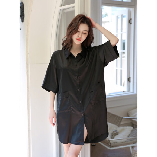 Victoria Paar Pyjama sexy Sexeis Seiden Nachthändler für Frauen im Sommer Neue Internet-Prominente große Freundenstil 724 weißes Taschenless-Hemd Ice Seiden Nachthemd XL 170 Vorschläge 140-160jin [Jin gleich 0,5 kg]
