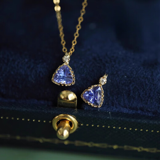 Tanzanite Japanese agete pendant 18K gold plated natural l necklace 9 18K gold triangular tanzanite