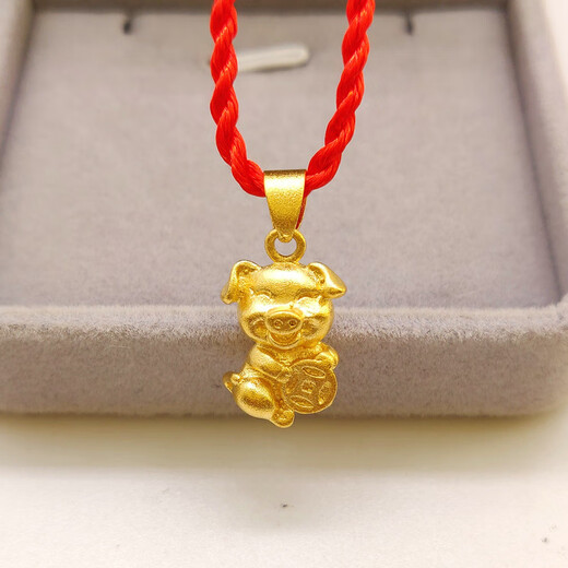 Wenying Twelve Zodiac Signs 18K Gold Red Rope Necklace Men's and Women's Pendant Year of the Dragon Five Blessings Yuanbao Dragon Clavicle Chain