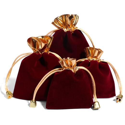 Fat Donglai's original ore genuine cinnabar empty bag New Year's jewelry packaging bag red velvet bag lucky bag handbag red large size 15x11