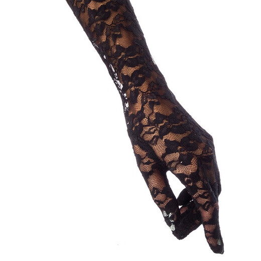 Yufan Frauen lange Brautspitzenhandschuhe im Freien im Freien Reiten ohne Schlupfhandschuhe Sommer Sonnenschutz Feste Farbe Drei-Farben-Spitzenhandschuhe Schwarz alle Größe