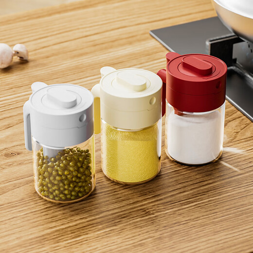 Sungsa Japanese brand seasoning jar high borosilicate glass seasoning box sugar salt jar seasoning sealed multi-functional kitchen seasoning bottle 3-piece seasoning jar set milk coffee + cream + gray
