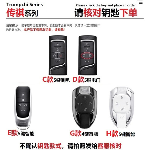 Mangsu Gac Trumpchi Key Cover GS4 AIAN Automobil GS5 Schnalle GS3 Shell GS8 BAG GA4 High-End GA6 Frauen Ge3 Legende C-Stil [graue Leder-Hülle + Legierungsschale + Schlüsselbund]