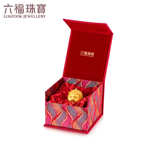 六福珠宝足金金猪存钱罐黄金摆件存金豆子纪念品送礼 计价 L11TBGA0001A 9.85克(含工费1241元) 小版