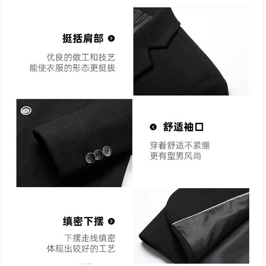 罗蒙羊毛西装外套男春秋季中年商务休闲小西装修身毛呢西服外套男 w2305灰色 M