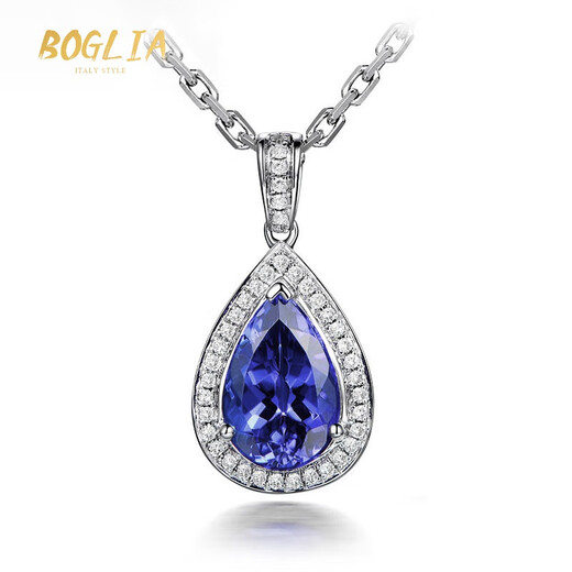 BOGLIA brand necklace for women, tanzanite inlaid with diamonds, 18 gold K pendant, clavicle chain, New Year's birthday gift, 1.2 carat tanzanite necklace