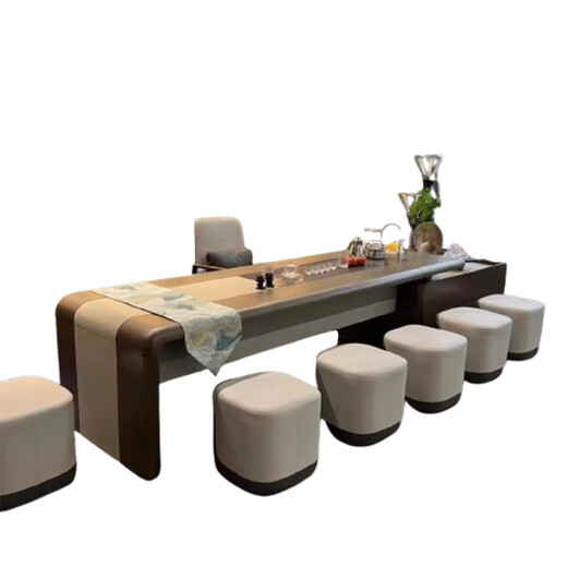 Kong Qiu Mingge New Chinese Style Desk Boss Desk and Chair Combination Solid Wood Atmosphere CEO Desk Ash Wood Executive Desk Office Furniture 2.4 Meter Desk (Ash)