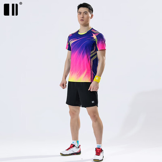 单双号羽毛球服运动套装夏季新款情侣网球服短袖球衣乒乓球服团购款 男蓝短袖套装【C11836+12241] L