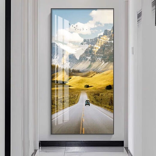 Lingtong entrance decorative painting modern minimalist corridor entrance door decorative painting abstract wall high-end hanging painting vertical version of the other side of happiness - H style 80*160 crystal porcelain surface + aluminum alloy noble black frame