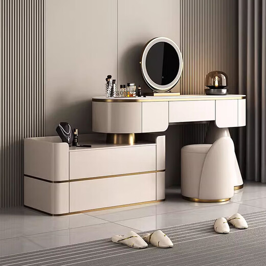 JIANGJIXUAN solid wood master bedroom dressing table storage cabinet integrated modern simple internet celebrity designer slate light luxury Italian style dressing table 1.2 meters dressing table + 80 cupboard (comes with dressing stool)