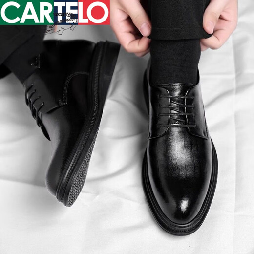 Katile Crocodile Men's Shoes for Business Formal Leather Chaussures pour les chaussures de derby à lacets à lacets doux en cuir véritable décontracté pour hommes avec des chaussures de mariage accrues xqlqhh3668 Black Four Seasons 42