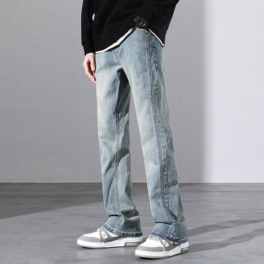 Джинсы для джинсов Cleanfeck Men's Slim Blim Black Vibe Американская главная улица брюки весна и летние микрофласные брюки 9901 Ностальгический синий микро-поле m
