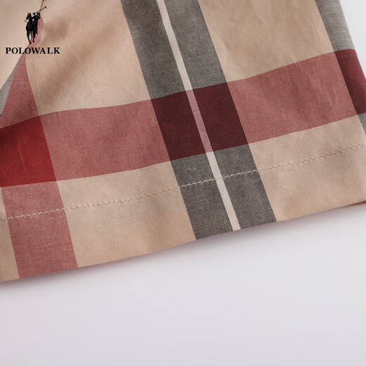 POLOWALK store same style children's clothing 2024 new summer boys' short-sleeved shirt plaid lapel top khaki 120 cm