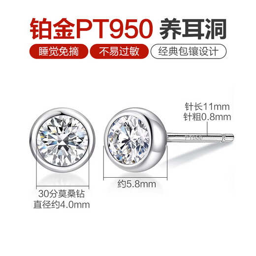 Dairuo platinum popular earrings for women PT950 moissanite diamond new temperament earrings high-end platinum ear piercing single male pair platinum earrings (approximately 1.24g)