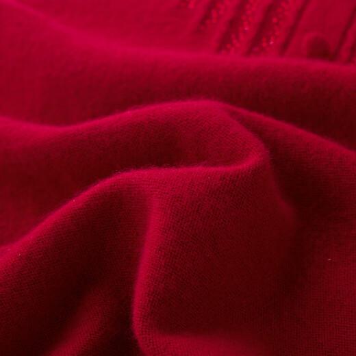 Zhaojun 2024 Autumn and Winter Red Fashion Casual Wool Sweater Women's Lapel Long Sleeve Warm Knitted Sweater Pomegranate Red L