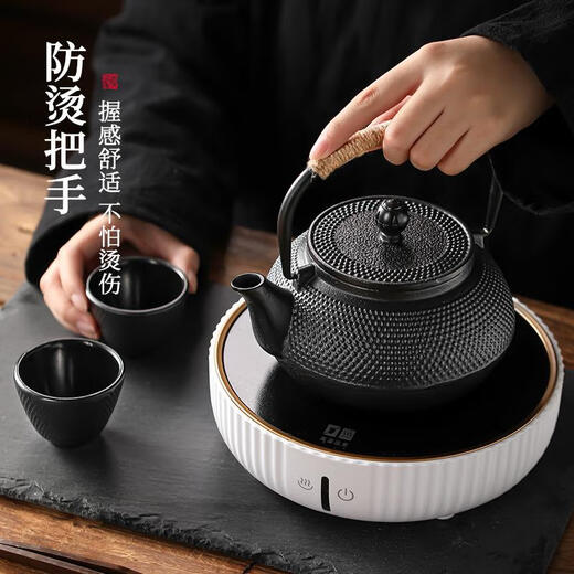 Zhenxiqi cast iron kettle filter teapot stove-cooked teapot large-capacity household tea maker kettle suitable for outdoor open flames portable iron kettle + stainless steel filter 900ml