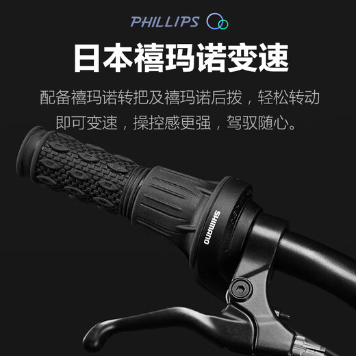 PHILLIPS Folding Bicycle Speed-shifting Lightweight Ultra-Light Adult Portable Bicycle Men's and Women's 20-inch KONE Hurricane Gray Steel Frame Free Installation Collection 20-inch