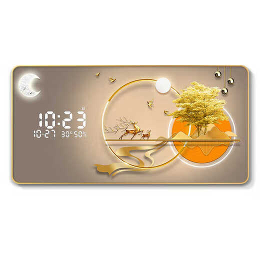 
Hanxuan 2025 new restaurant decoration painting electronic living room background wall radar sensing digital display screen wall clock dining room watch painting JD13533 digital display model 80*40 (suitable for restaurants about 1.2 meters) crystal picture pvc gold edge/power bank automatic sensing