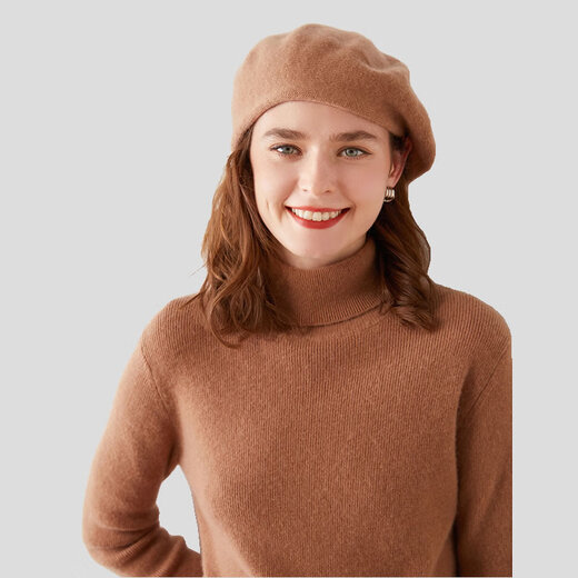EVAIOGG Australian cashmere beret women's fashionable and versatile retro temperament warm knitted hat autumn and winter new soft waxy hat green velvet color
