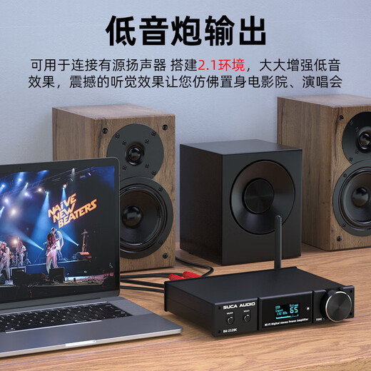 SUCA AUDIO声优创2120C多功能蓝牙5.0数字HIFI解码功放USB电脑120W大功率发烧级功放机 黑色