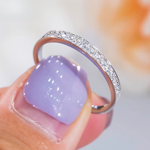 DL 1998 Fat Donglai same style pt950 platinum ring PT950 platinum mini version half diamond row ring for women simple fashion versatile No. 12