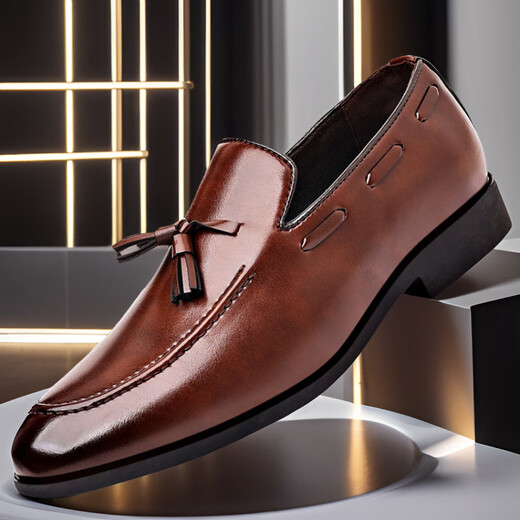 Voiture classique transfrontalière de grande taille British Business Casual Leather Shoes Youth Versatile Coréen Men's Chaussures noir 9923 38