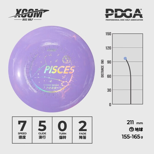 X-COM Pisces 7|5|0|2-throw golf disc FAIRWAY DRIVER professional competition exclusive XCOM Pisces-Earth (155-165g)
