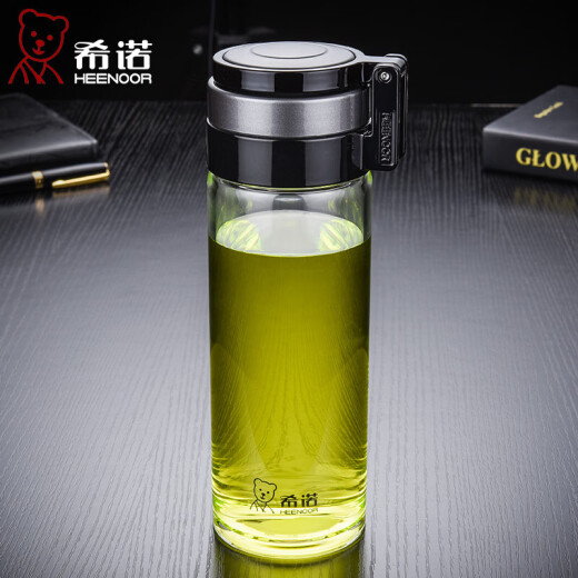 希诺（HEENOOR）单层玻璃杯便携提环水杯男女大容量加厚钢化防摔杯子精品 695ml 0只