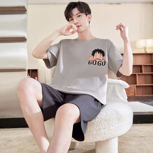 Yuyiwei Pajamas Boy Summer Coton Pure Coton Short Shorts Cartoon Cartoon Étudiant adolescent mignon Loose plus taille mince DMY6621 M Petite taille M hauteur 155 Poids 80-90 Jin [Jin est égal à 0,5 kg]