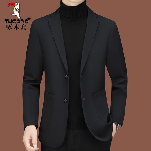 Woodpecker (TUCANO) casual suit men 2024 new men's business suit middle-aged single spring and autumn coat slim dad top men black ZJ9889 180/XL