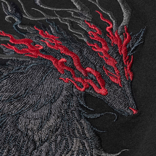 
VENSUP short-sleeved embroidered T-shirt for men and women Lotus Baize Heavy Industry Embroidery Pure Cotton Chinese Style Casual and Evergrande Couple T-shirt T723 Black XL (Suggested 136-155 Jin [Jin equals 0.5 kg])
