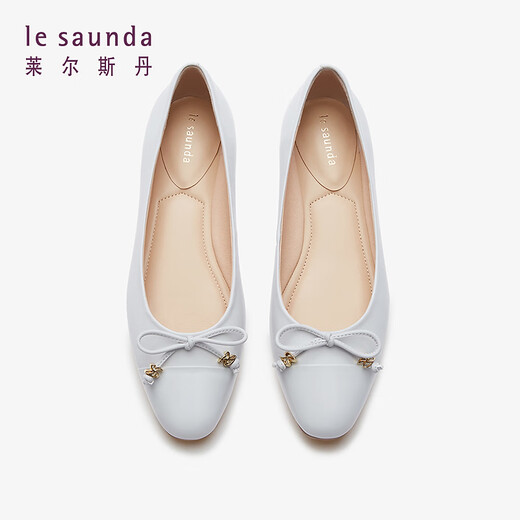 
Lairsdan Spring New Elegant Bow Ballet Flat Heel Flat Sole Women's Shoes Round toe Leather Single Shoes 5M15602 Grey GYK 37