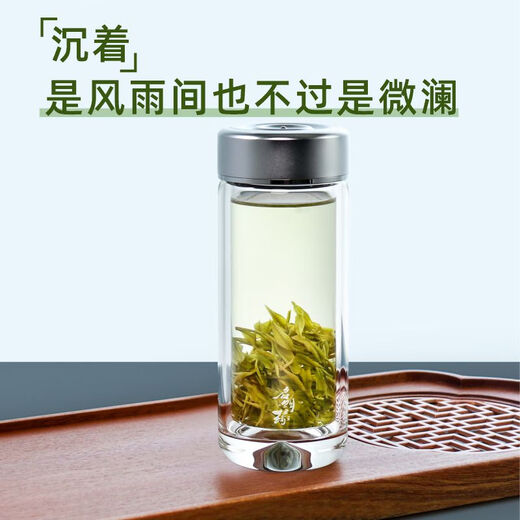 Qimingyuan (Qimingyuan) Glas Tasse Doppelschichtbecher Tasse Tasse Deckel Schriftzübung Geschenkbox Teebechwassert Cup BOROSILIKATION ERSTELLUNG TEA-TACE QMY-6628 Schwarz nicht abwickelbare Abdeckung 280 ml 1 Stück