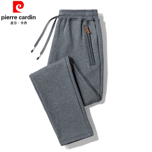 Pierre Cardin pure cotton sweatpants men's spring and autumn casual pants men's loose straight sweatpants plus fat plus size fat long pants dark gray (straight) spring and autumn 2XL (120-145Jin Jin equals 0.5 kg)