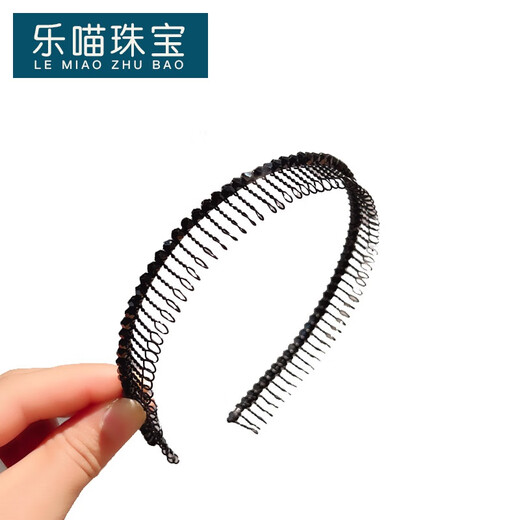 乐喵（LEMIAO）时尚新款气质带齿防滑发箍刘海碎发整理器韩国感压发头箍发卡七夕 LD473黑色  A29-302