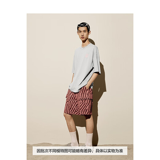 太平鸟男装【商场同款】 潮流休闲美式背后印花短袖T恤B2CNE2603 灰色1（阔型） 3XL