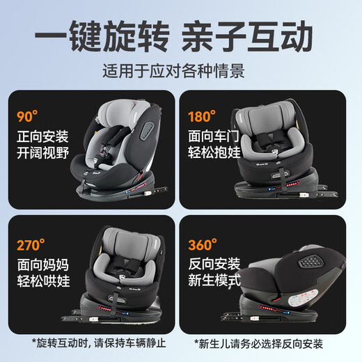 Asiento de seguridad infantil de Zhongba (Zhongba) para el automóvil de 0 a 12 años de edad, girando 360 grados, cojín de asiento de bebé conveniente