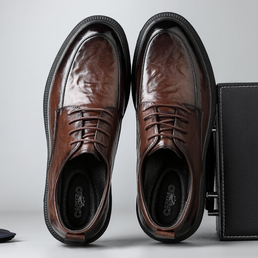 Cartelo Chaussures en cuir à la main britannique pour hommes Business Soft Cow Vow's Chaussures Chaussures formelles Chaussures en cuir masculin 9758 Brown 41