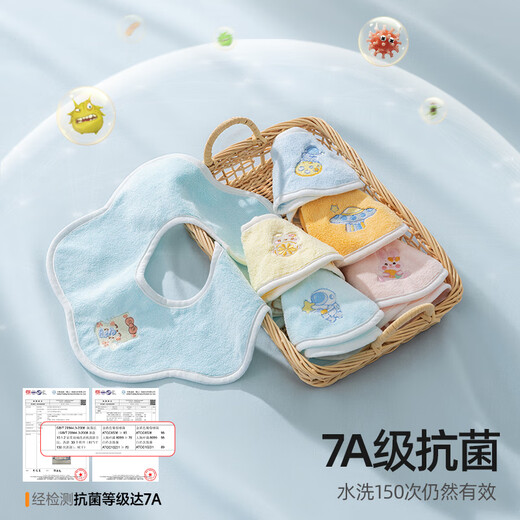 贝肽斯婴儿口水巾宝宝防水围嘴防吐奶口水兜男宝宝新生儿围兜围脖 太空漫游【珊瑚绒-7A】3条装