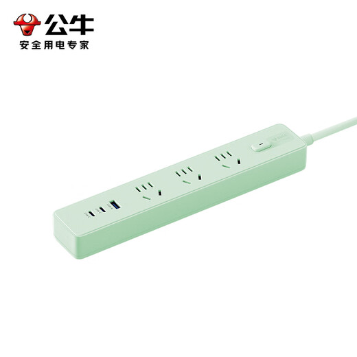 BULL (BULL) 20W PD Toma de carga rápida Apple/tablero de tira/tira de enchufe/tablero de enchufe Tipo-c+USB+3 jack Generación Z, longitud total 1,8 metros Interruptor de control maestro GN-Z1031U20