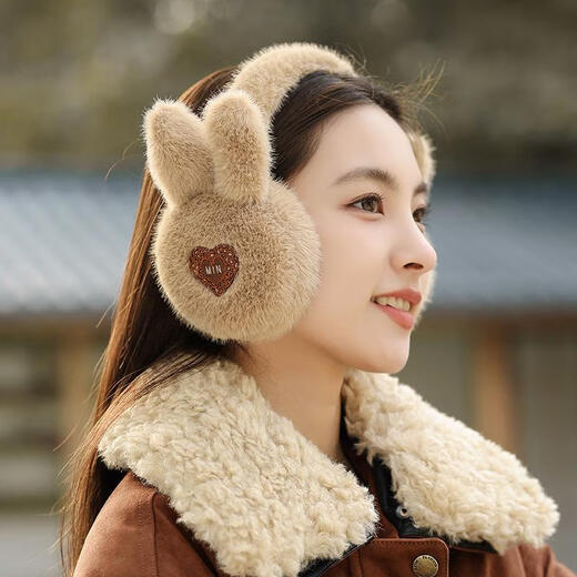 Tasse d'oreille de lapin en peluche pliable pour les femmes en hiver de protection de l'oreille blanche Couverture de protection d'oreille épaissie oreille oreille chaude oreille couverture de kaki poilu