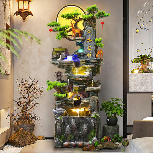 
Waterscape and rockery flowing water fountain living room entrance office Fengshui wheel landscape decoration ornament fish tank water truck 9923 small height 108CM