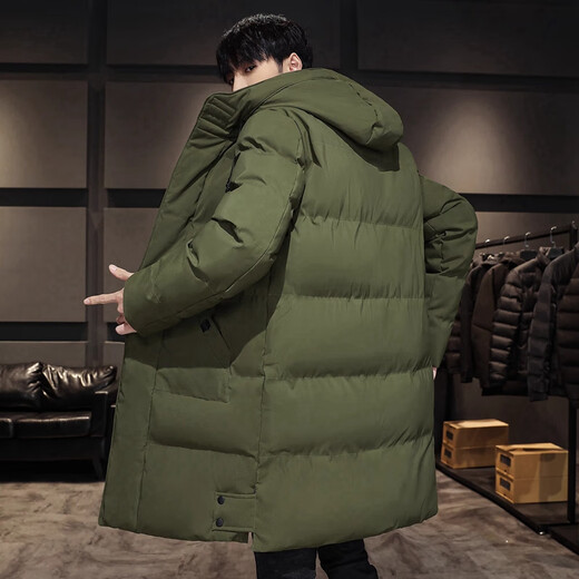 NASA BASE cotton coat men's winter mid-length casual thickened warm men's black plus size hooded down jacket black 8XL (250-270Jin Jin equals 0.5 kg)