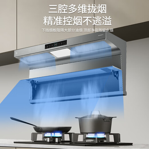 樱花抽油烟机顶侧双吸家用7字型25立方大风量油烟机燃气灶套装双腔拢烟体感操控天然 PQE02+B9209【5.0kw钢化玻璃】