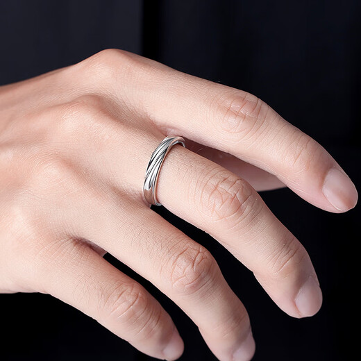 China gold 999 pure silver ring men's plain ring sterling silver ring single tail ring birthday gift for boyfriend and husband anniversary pure silver intertwined men's ring Jingsuda C530