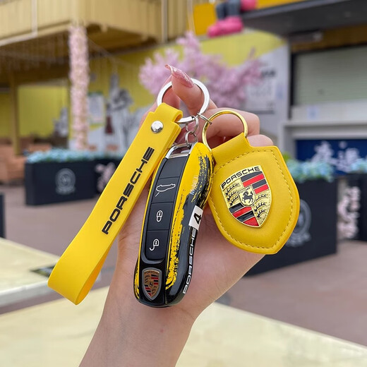 
Dibinli is suitable for Porsche key shell Cayenne 718macan Paramela taycan/911 key cover modification B model [track black] send shield + key chain