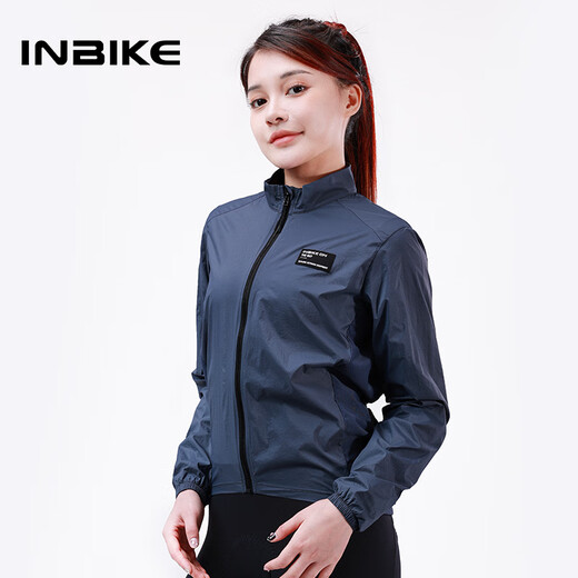 INBIKE windbreaker for men and women, windproof, quick-drying cycling clothing, road cycling top, cycling jacket, gray blue 2XL