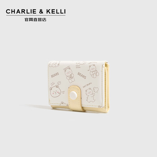 CHARLIE & KELLI官网 CK轻奢包包女包2025新款女士钱包小熊印花零钱包卡包 黄色